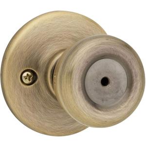 Kwikset Tylo Interior Privacy Door Knob with Lock, Door Handle For Bathroom and Bedroom, Antique Brass Keyless Turn Lock Doorknob, with Microban Protection, 1 Count (Pack of 1)