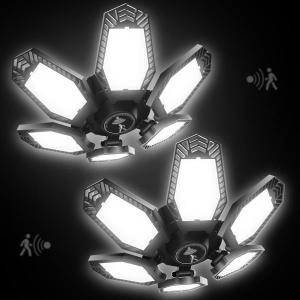 Super Bright 15000LM LED Motion Sensor Light - 2 Pack with 6 Deformable 120 Panels, Ideal for Garage, Workshop, Basement (150W-2Pack, 6 Panels Motion Sensor)