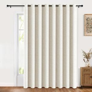 100% Blackout Shield Sliding Door Curtains, Extra Wide Curtains 108 Inch Long, Patio Door Grommet Drapes for Living Room, 100W x 108L, Cream