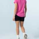 Women's Pima Cotton Short Sleeve Workout Shirt Athletic Yoga Tops Curved-Hem Crewneck T-Shirt (Pink, XL)