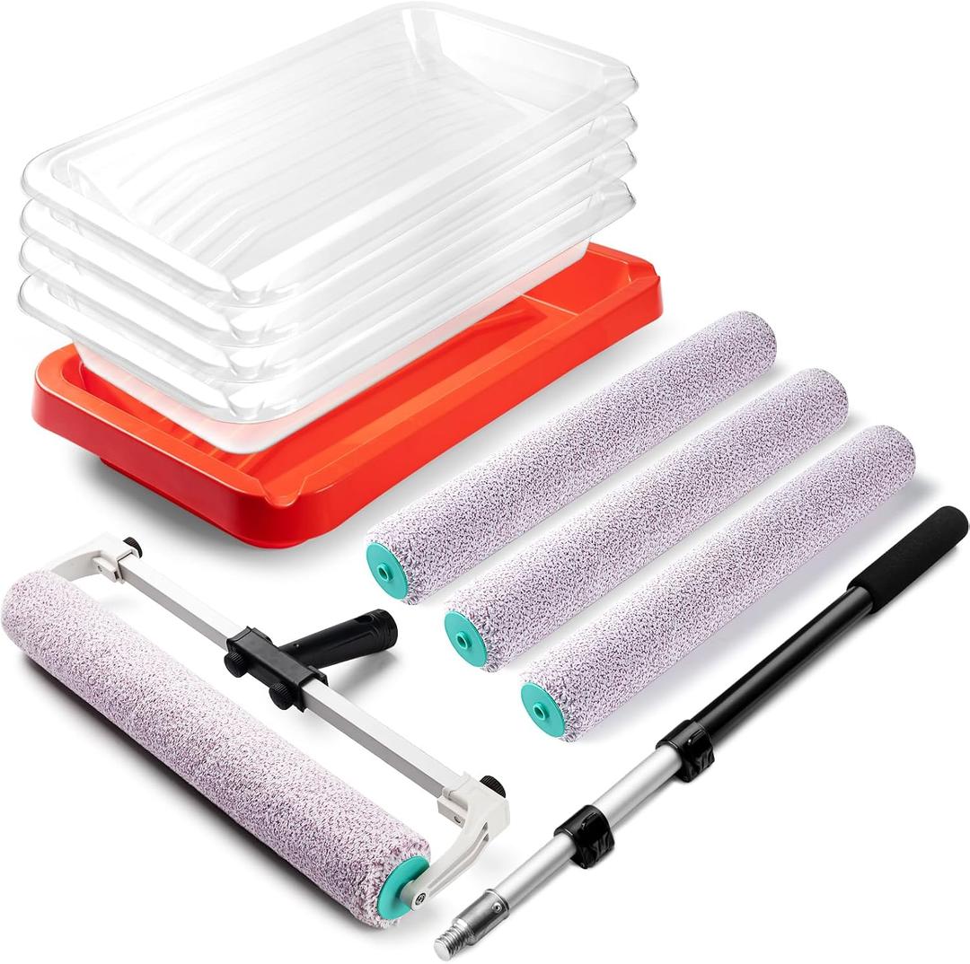 Mister Rui 18 Inch Paint Roller Kit with Extension Pole Roller Kit Pan