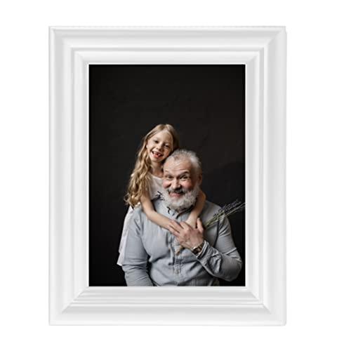 MOMLKFDAY White 8x10 Picture Frames – Solid Wood with High Definition Glass, Perfect for Tabletop or Wall Hanging – Ideal for Dad, Grandpa, Father's Day Gifts