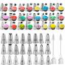 28Pcs Piping Tips Set，Stainless Steel Frosting Piping Kit with 24 Piping Tips, 2 Standard Icing Piping Tips Couplers, and 2 Cake Decorating Tips Brushes,Cake Decorating Tips Kit For Cookies Cupcake