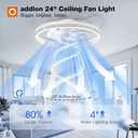 addlon Ceiling Fans with Lights and Remote, 24'' Low Profile Ceiling Fans, 3000-6000K Dimmable Modern Flush Mount LED Fan Light, Fandelier Ceiling Fan for Bedroom, Kitchen, Living Room, White