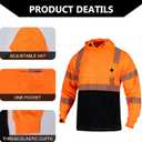 FONIRRA Safety Reflective Shirts for Men High Visibility Long Sleeve ANSI Class 3 Hi Vis Construction Work T Shirts with Hood (S)