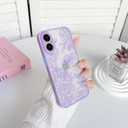NITITOP Compatible with iPhone 16 Case Cute Aesthetic Floral Flower Vintage Rose Pattern Matte Clear Women Girl Full Camera Lens Slim Hard PC Shockproof Pritective Cover - Purple