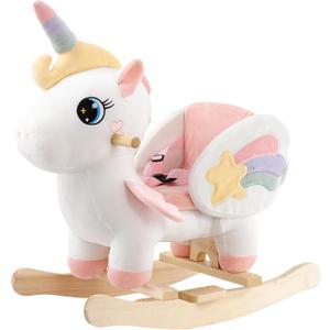 FUNLIO Unicorn Baby Rocking Horse, Rainbow Fairy Unicorn Rocking Horse for Toddlers 6 Months to 3 Years, Stuffed Ride-on Animal Rocker, Easy to Assemble, CE & CPC Certified