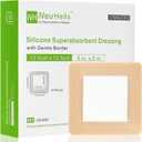 NeuHeils Silicone Super Absorbent Wound Dressing 5''x5'' 10 Packs, Self-Adhesive Waterproof Bandage with Ultrasorb Polymer Pad for Heavy Exudates Wound