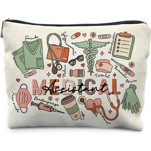 Medical Assistant Makeup Bag for Women, Medical Assistant Appreciation Week Gifts, Nurse Gifts Cosmetic Bag for Purse, Nursing Makeup Zipper Pouch