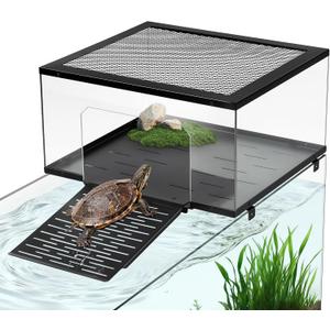 Turtle Basking Platform, Non-Slip Reptile Basking turtle Dock with Stable Base, 19.6"L17.7"W10"H Fits 18-20 Inchs Wide Aquariums , Suitable for Turtles, Lizards, Frogs and Other Reptiles Amphibians