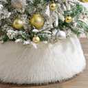Christmas Tree Collar: Snow White Luxury Thick Plush Faux Fur Xmas Tree Collars Cover, Rustic Size Adjustable Tree Skirt for Holiday Decorations