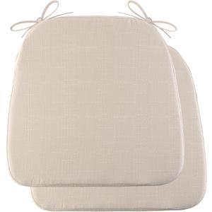 Battilo Chair Cushions for Dining Chairs with Ties, Indoor/Outdoor Kitchen Chair Pad with Non-Slip Backing, Dining Seat Cushion with Machine Washable Removable Cover, 16"x16"x2", Set of 2, Beige