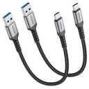 USB A to USB C 3.0 Cable, 6 inch/0.5FT (2pack) 10Gbps High Speed Data Transfer, 3A Fast Charging Android Auto USB C Cable, Compatible with Samsung T7, Galaxy S24 S23 Note 20, iPhone 15 16 Pro Max