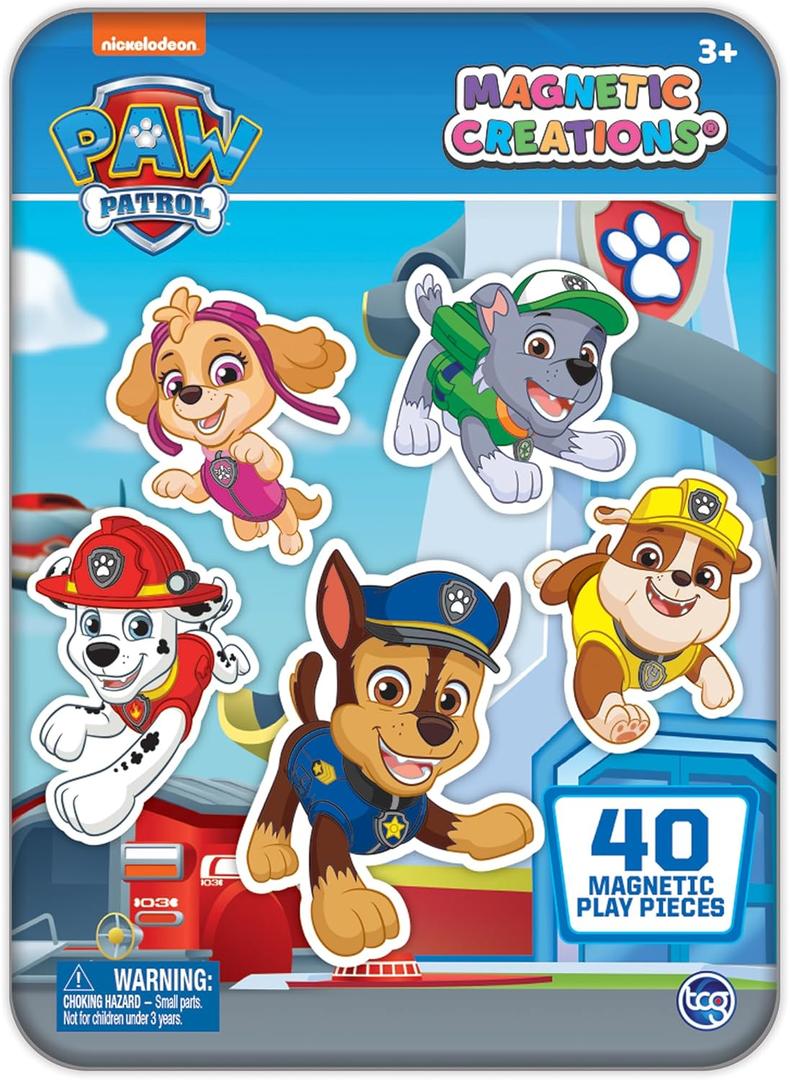 PAW Patrol - Magnetic Creations Tin - Dress Up Play Set - Includes 2 Sheets of Mix & Match Dress Up Magnets with Storage Tin. Great Travel Activity for Kids and Toddlers!