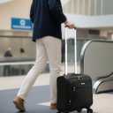 LUGGEX Carry On Luggage with Spinner Wheels - Stylish Lightweight UnderSeat Luggage - Soft Sided Small Suitcase with Front Open Design for Travel, Business (Black, 15 Inch)