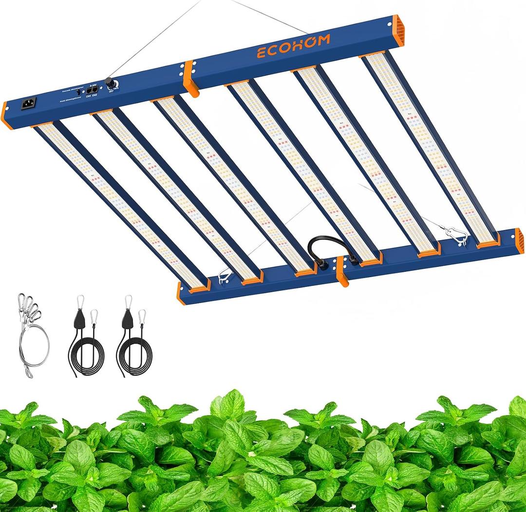 ECOHOM 500W LED Grow Light, Full Spectrum Dimmable Daisy Chain, Pro Bar Style for 4x4ft Grow Tent, Foldable & Hanging Growing Lamp for Indoor Plants Seedlings, Veg and Bloom