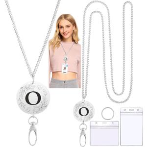 A-Z Letter Lanyards for ID Badges Keys Women Cute Teacher Lanyard ID Badge Holder Stainless Steel Lanyard Fashion Strong Office School Work Nurse Teacher Appreciation Gifts