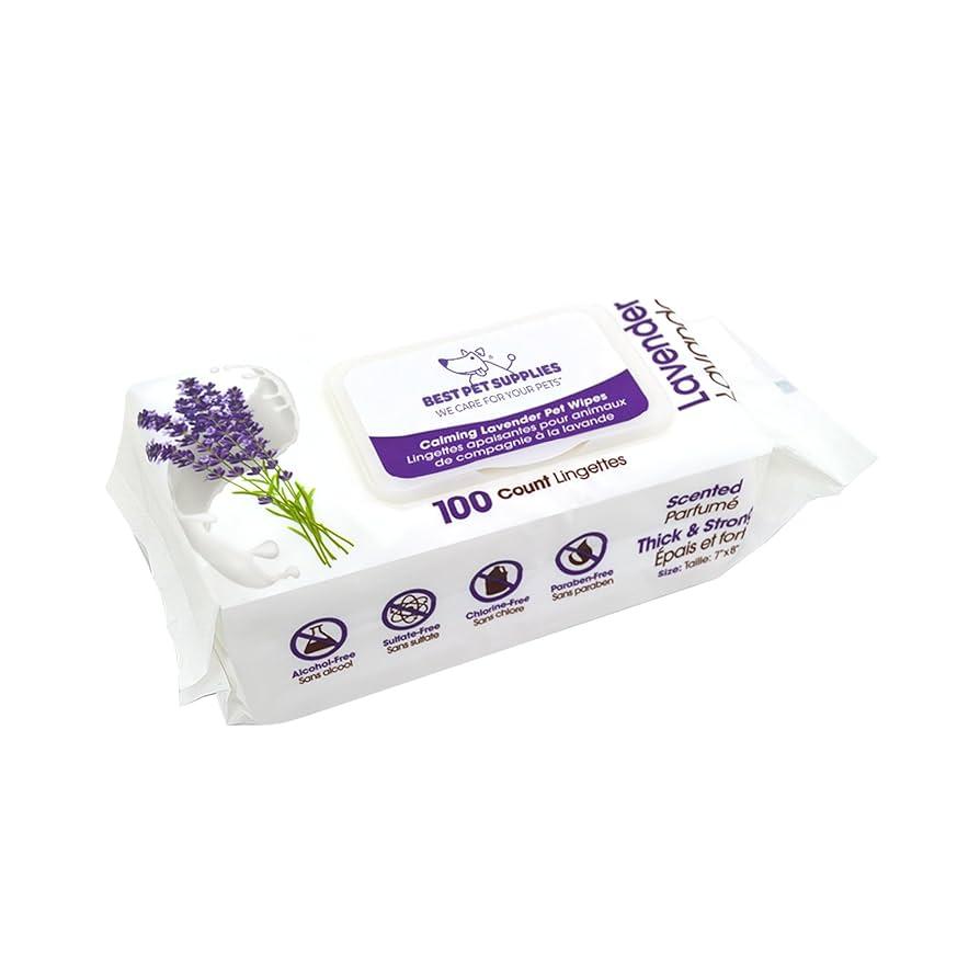 Best Pet Supplies Pet Wipes for Dogs - Dog Wipes Cleaning Deodorizing, for Coats, Ears, Paws - Calming Lavender, Aloe Vera, 200 Count