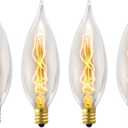GLOBE Electric 1327 25W Vintage Edison CA10 Flame Tip Incandescent Filament Light Bulb, 4 Pack, E12 Base, 01327, 4