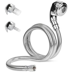 ZKDAUSDO 1/4" Nut Shampoo Bowl Hose Sprayer Kit with Stainless Steel Salon Sink Hose Replacement for Beauty Salon Barber Shop Faucet Vacuum Breaker Kit, Dual-Mode Shampoo Bowl Sprayer Head