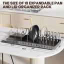 Pull Out Pots and Pans Organizer Under Cabinet, Expandable Sliding Lid Holder and Pan Rack for Kitchen, Slide Out Inside Cabinet for Pot Lid, Bakeware, Dishes, 10 Adjustable Dividers, 2 Pack Black
