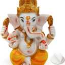 alikiki Hindu Lord Ganesha Idol Statue - Indian Diwali Gifts Small Ganesh for Car Dashboard Decor India God Home Mandir Murti Pooja Yoga Meditation Room Altar Kit Decor Wedding Gift (Marble Color)