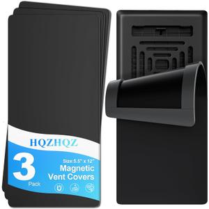 Magnetic Vent Covers 3 Pack, for Complete Sealing of Residential Standard Floor Vent Covers 5.5" X 12" for Floor Wall and Ceiling Vent Covers RV Residential HVAC and Air Conditioning Vents Black
