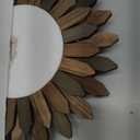 Honiway Boho Wall Decor 12 inch Decorative Mirror with Rustic Wood Sunburst Frame, Perfect for Bedroom, Living Room, Bathroom, Kitchen (Tril Color)