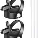 SENDESTAR Straw Lid for Hydroflask Wide Mouth Water Bottle with 12,16,18,20,24,32,40,64 oz, Auto Flip Straw Top Cap fit Most Wide Mouth Bottles, Sports Cap Water Bottle Accessories Top Replacement (Black  2 pack)