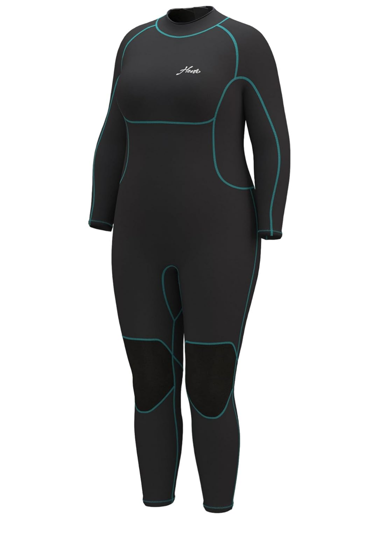 Hevto Plus Size Wetsuit Men Women 3/2mm 5/4mm Neoprene Full Shorty Wet Suit Back Zip Swimming Keep Warm in Cold Water, 16