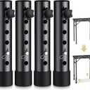 Anbte 4pcs Folding Table Leg Extenders, 5 Levels Adjustable Height Rise Up to 6.1 in, Heavy Duty Steel Table Risers for Straight and Bent Legs, Reduces Stooped Work, Black