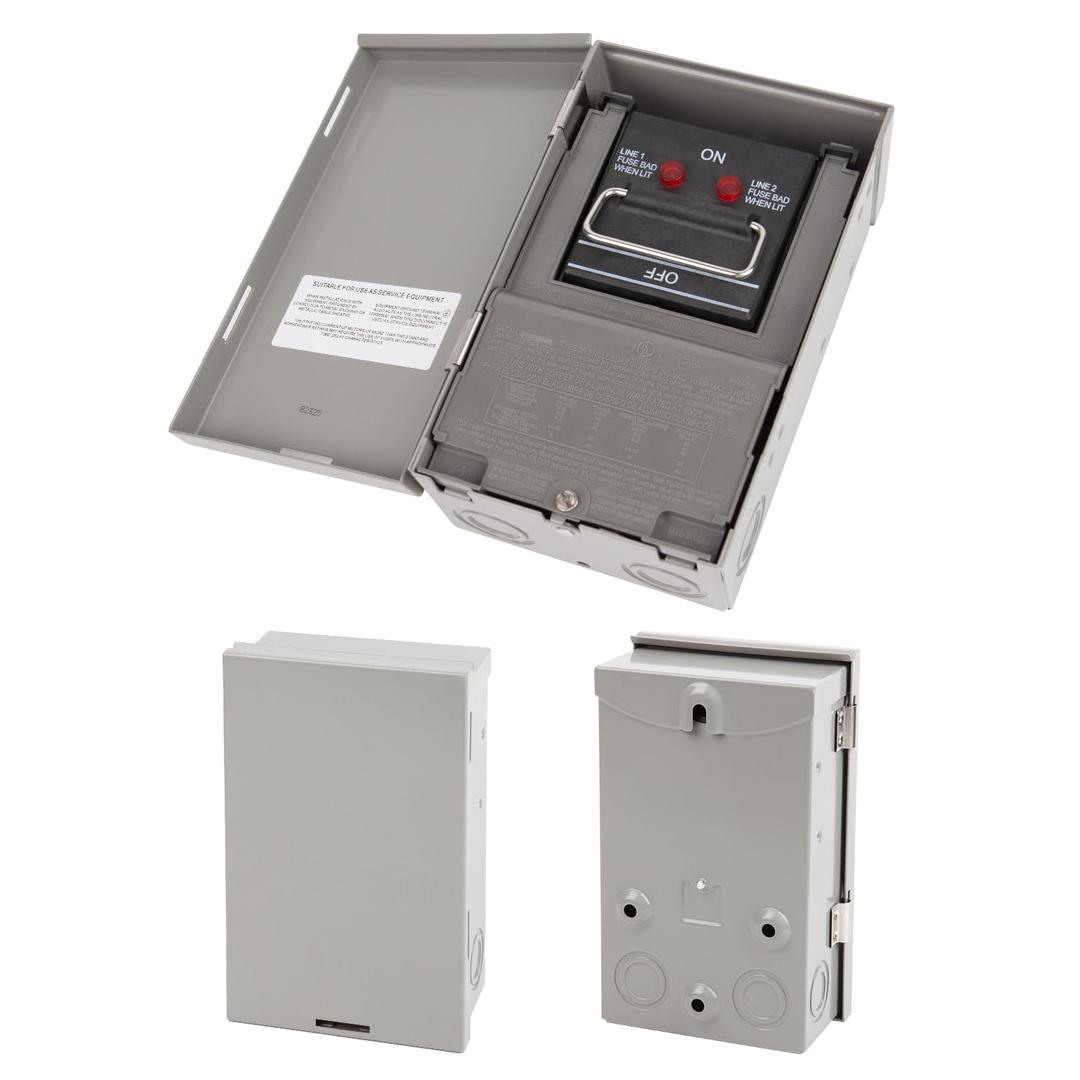WeCooper 60Amp Pull-Out Disconnect Switch with Non-Fused,2Pole, 3Wire,1Phase,AC Disconnect Metal Box for Mini Split, Air Conditioning,Home & Light Commercial HVAC Systems, UL Listed,Deep Grey