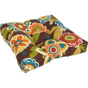 Blazing Needles Outdoor 19-inch Square Chair Cushion, 19" x 19", Annie Chocolate