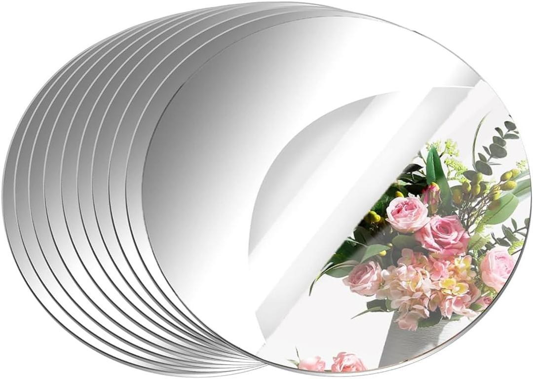 10 Pack Round Mirrors for Centerpieces, 8 inch Circle Mirror Centerpieces for Tables, Mirror Tiles for Wall Table Wedding Centerpieces Mirror Plates for Candle Wedding Decorations