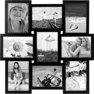 Malden International Designs 5 x 7 9-Opening Dimensional Collage Photo Wall Frame, Black