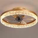 Low Profile Ceiling Fan with Light, 19.7" Flush Mount with Lights Remote Control, Quiet Reversible DC Motor, Timing and Dimmable LED, 6 Wind Speed,for Bedroom,Kids Room,Living Room (Gold)