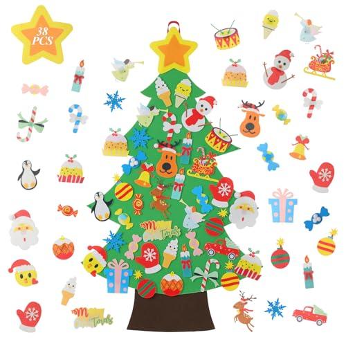 Felt Christmas Tree - 3.1 FT Wall Felt Christmas Tree for Kids with 38 Pcs Ornaments, DIY Xmas Gifts for Christmas Decorations
