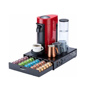 lagShip for Nespresso Pod Holder Vertuo Capsule Storage Pod Organizer Coffee Bar Design And Coffee Machine Stand Black Metal(50 Pods Capacity