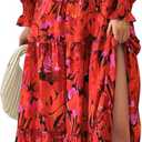 PRETTYGARDEN Women's Floral Maxi Dress 2025 Fall Long Sleeve V Neck Casual A Line Long Flowy Boho Party Dresses (Floral Red, X-Large)