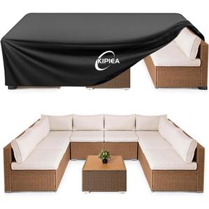 Kipiea Outdoor Furniture Covers Waterproof, 420D Heavy-Duty Patio Furniture Set Covers, No Tears Anti UV No Fading (126" L x 126" W x 32" H)