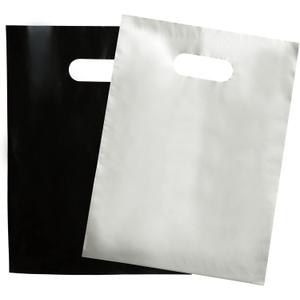 Choice Marts Merchandise Bags Black & Silver Color 200 Bags 1.5Mil Thick 9"x12" Size With Handles