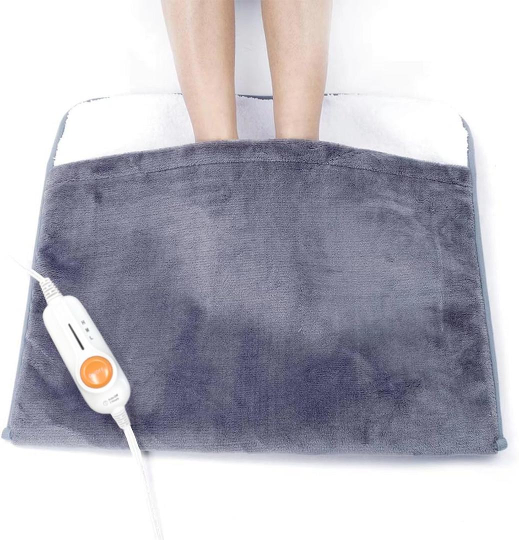 Gintao Electric Heated Foot Warmers for Men and Women,Foot Heating Pad Electric with Fast Heating Technology,Heating Pad Feet Warmer Auto Shut Off with 3 Temperature Setting,2220 inches,Gray
