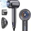 Hair Dryer with Diffuser, Fast Drying 1500W Motor &10,5000 RPM,  Professional Hair Dryer with 500 Million Ions for Curly and Straight Hair, Low Noise/Lightweight/Mini, Great for Travel and Home (Blue, Gray)