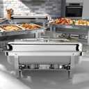 Chafing Dish Buffet Set, 9QT High Grade Chafing Dishes for Buffet, Chafers and Buffet Warmers Sets for Birthday, Wedding, Rolled-Edge Design with Silver, 4 Pack, 7 Pans