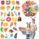 33PCS Caterpillar Costume Accessories Include 2 Headbands 1 Butterfly Wings 30 Self Adhesive Felt Foods Book Character Costume Accessories for 100th Day of School Reading Across America Day