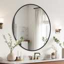 Black Round Mirror 22 Inch, Circle Wall Mirrors with Metal Frame, Wall Mounted Circular Mirror for Bathroom, Vanity, Entryway, Living Room, Hallway, Wall Decor