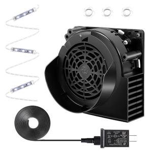 Inflatable Replacement Fan - 12V 1.0A Blower with 12V 1.5A Adapter and 5 LED Lights for Halloween Party Yard Garden Lawn Decorations (Blower 3+3LED)