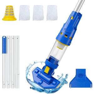 PoolGuard Cordless Pool Vacuum with Strong Suction, Portable & Rechargeable Handheld Vacuum Cleaner with 60 Mins Working Time for Inground/Above Ground Pool