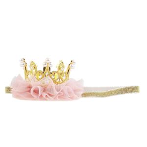 Princess Toddler Girls Crown Tiaras Baby Elastic Birthday Party Crown Headband Photo Props Gift (Pear&Gold)