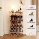 4‑Tier Shoe Rack, Solid Wood and Acrylic, Walnut, 19.5" W